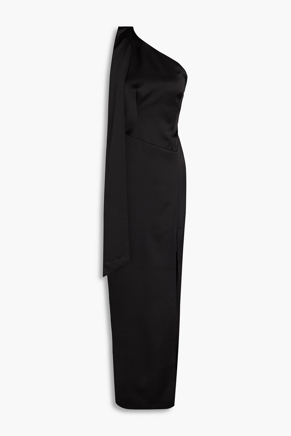 Rasario - One-shoulder bow-detailed satin maxi dress - Black - FR 42
