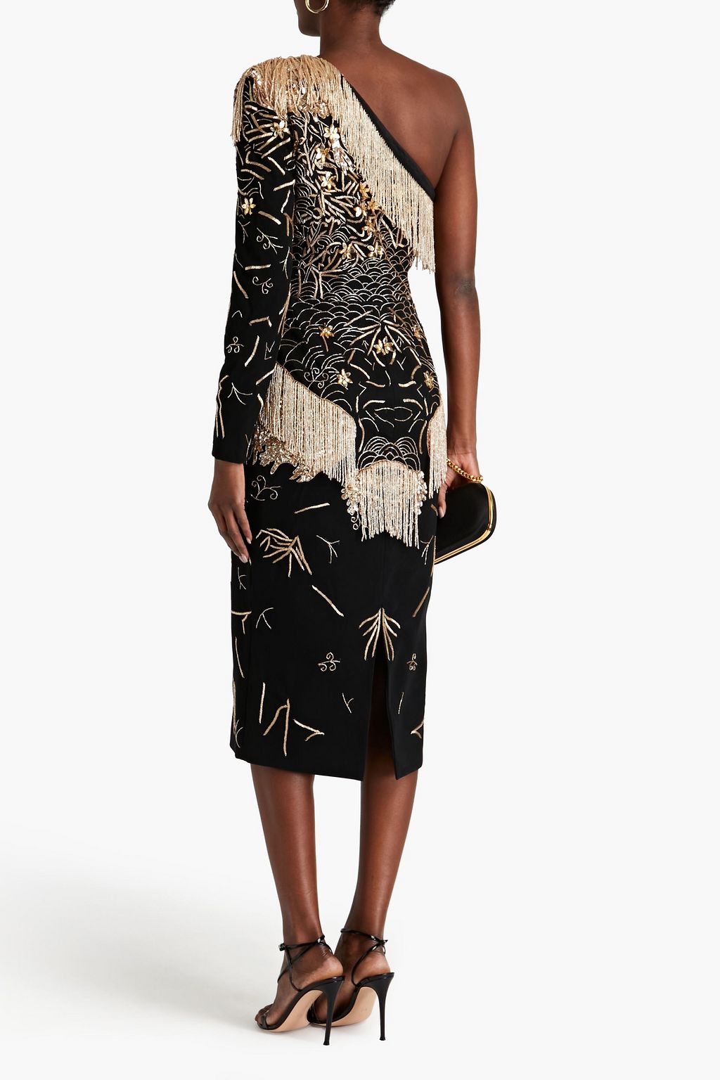 ZUHAIR MURAD One-shoulder embellished crepe midi dress