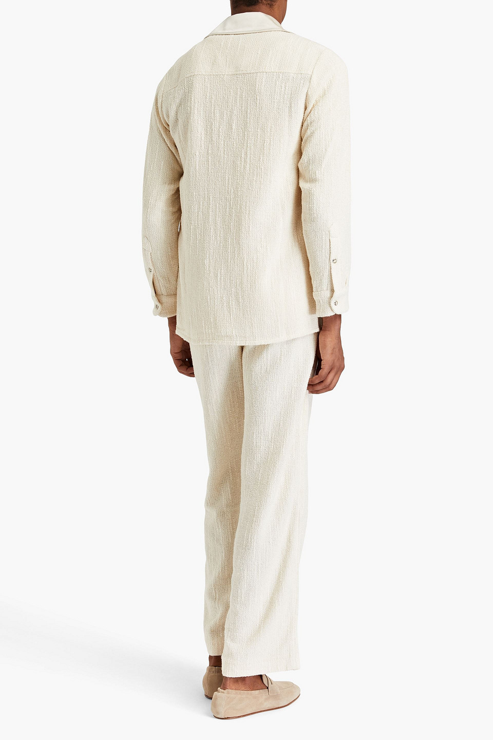 Shop Nanushka Cotton-blend Tweed Overshirt In Cream