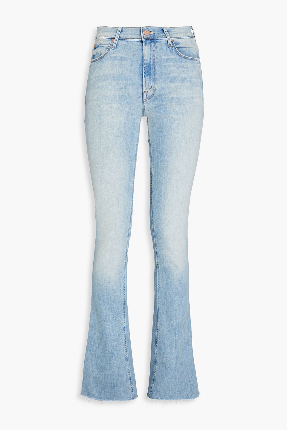 Mother The Hustler High Rise Flare Leg Ankle Jeans In California Cruiser In Light Denim