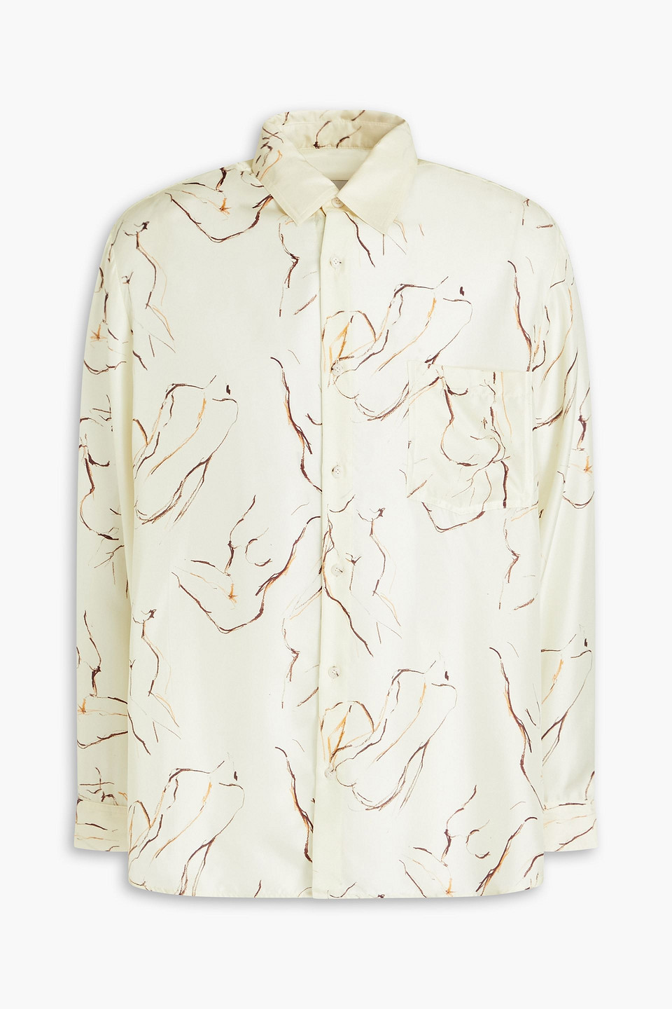 Nanushka Printed Silk-twill Shirt In Cream