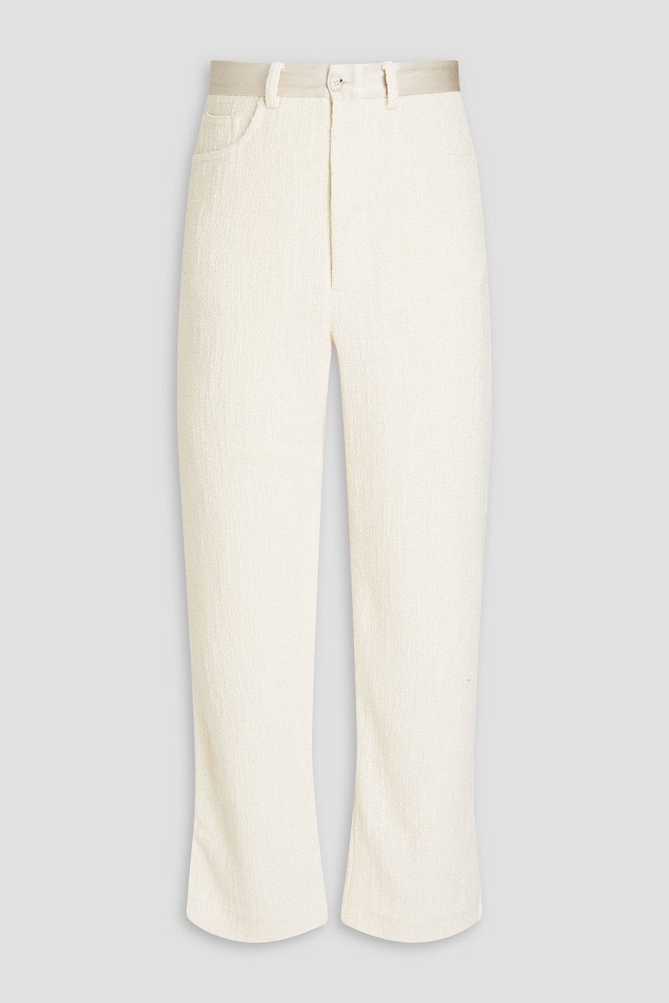 Nanushka Satin-trimmed Tweed Pants In Cream