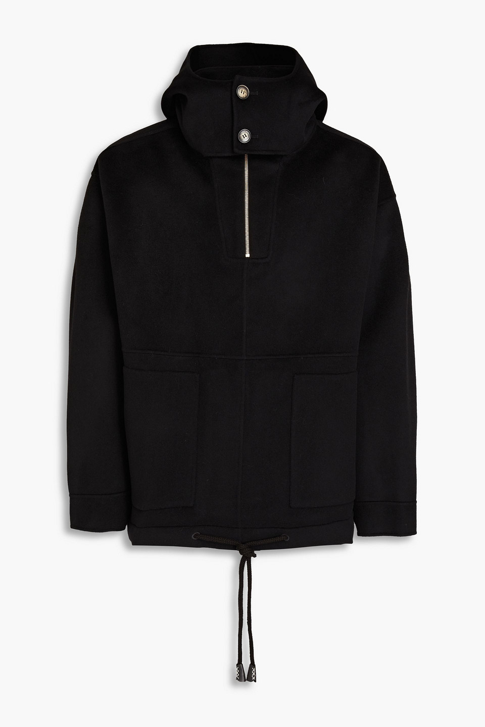 Nanushka Wool And Silk-blend Felt Hooded Jacket In Black