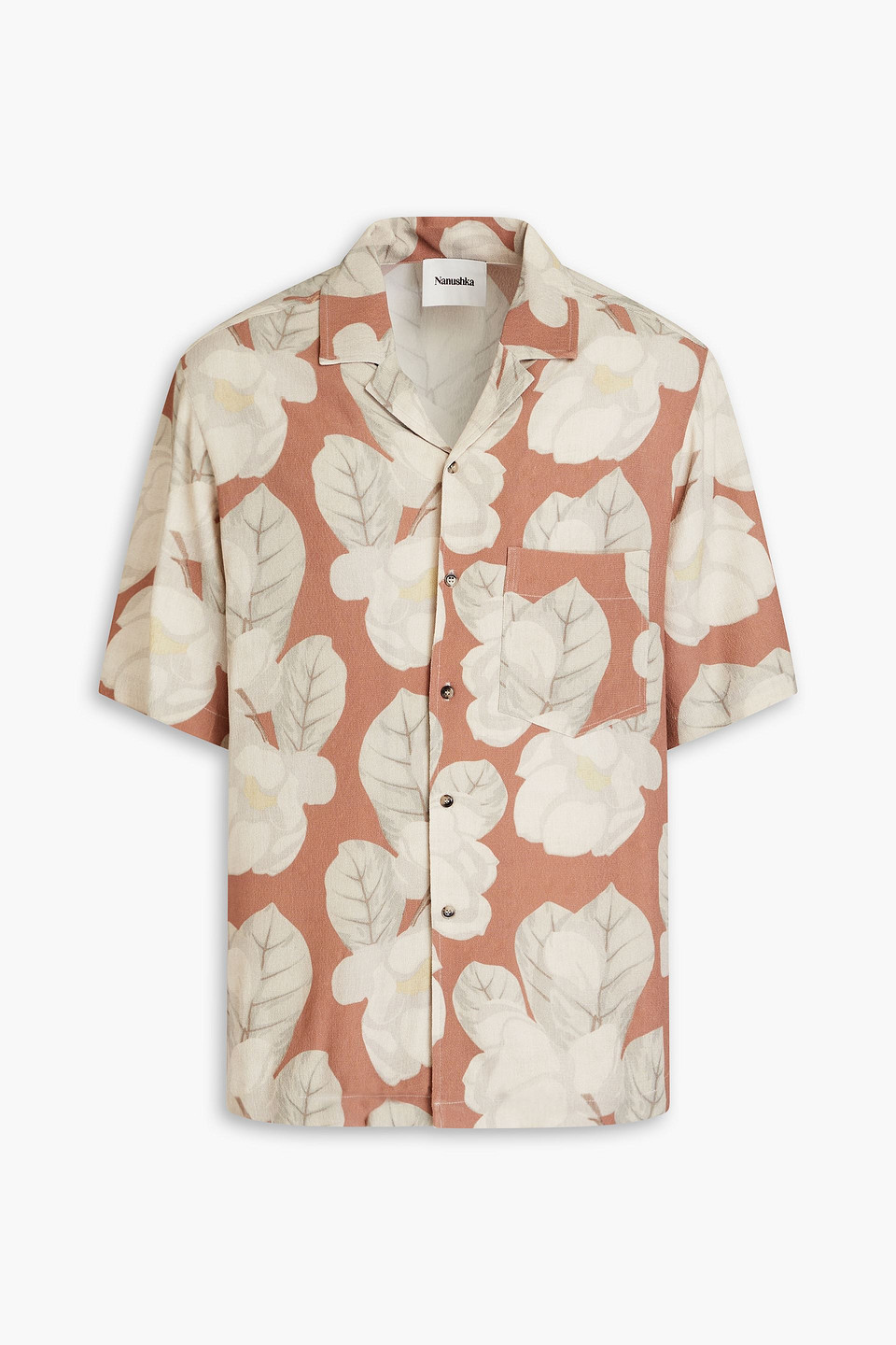 Nanushka Floral-print Short-sleeved Shirt In Light Gray