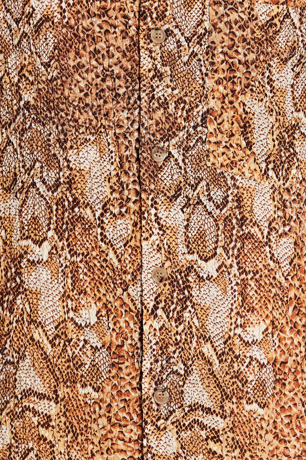 NANUSHKA Snake-print crinkled-crepe shirt