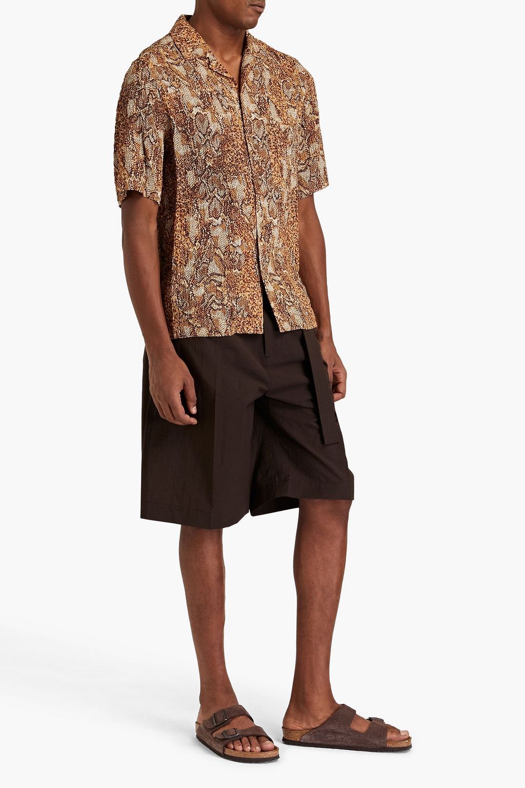 NANUSHKA Snake-print crinkled-crepe shirt