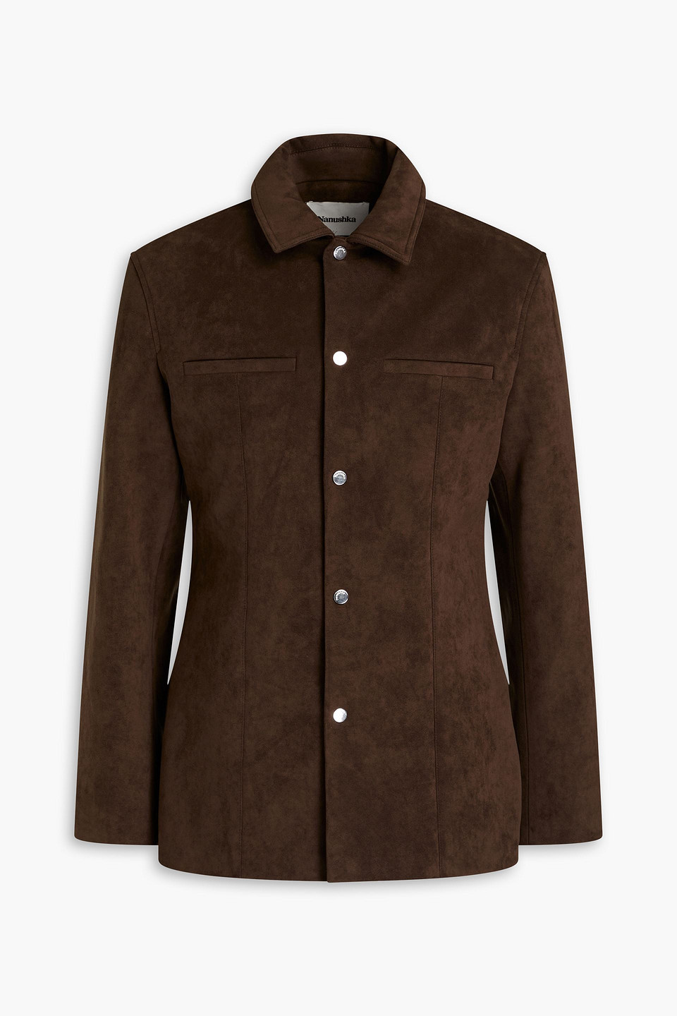 Nanushka Slim-fit Suede Jacket In Dark Brown