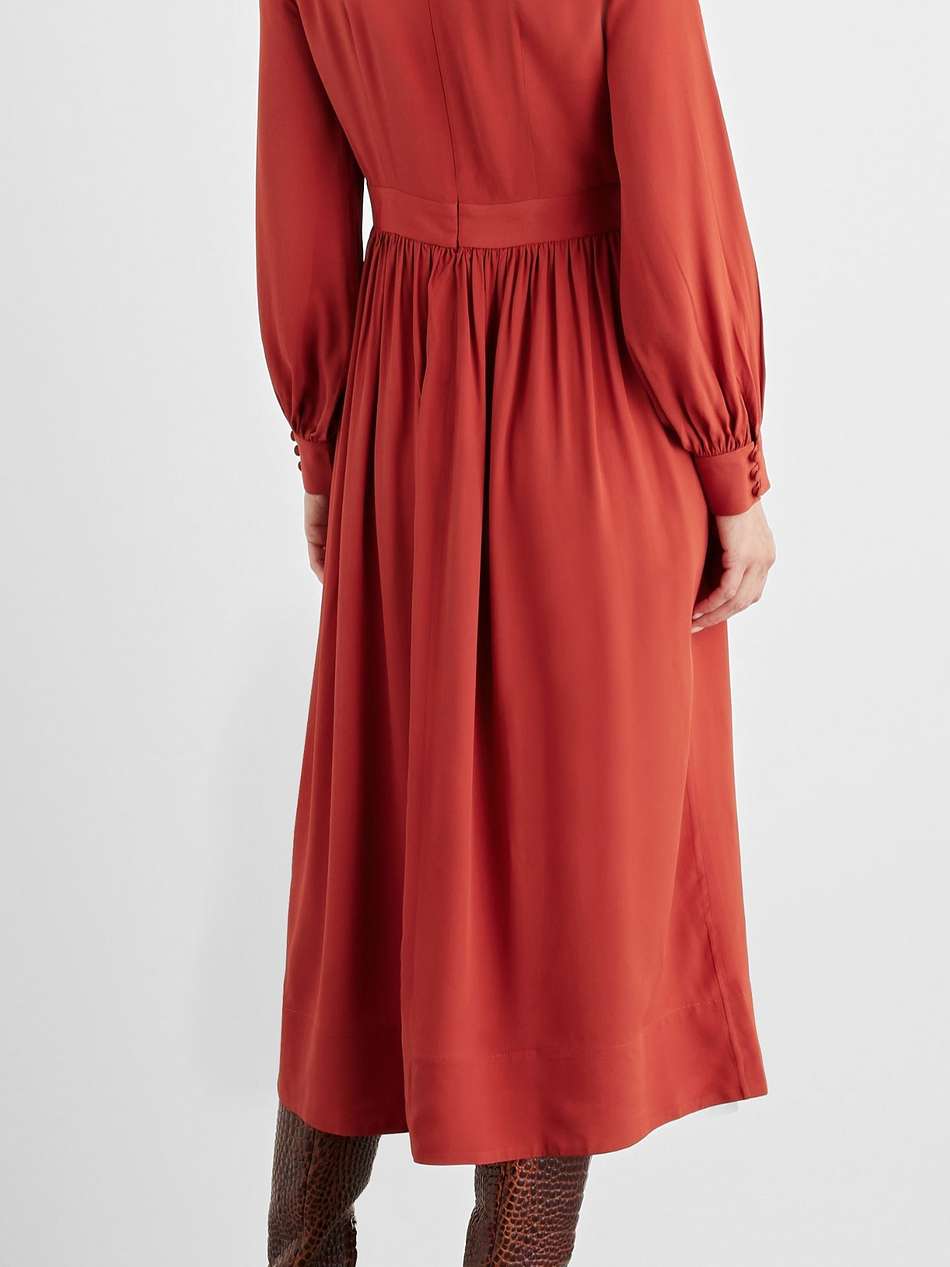 gathered crepe midi dress