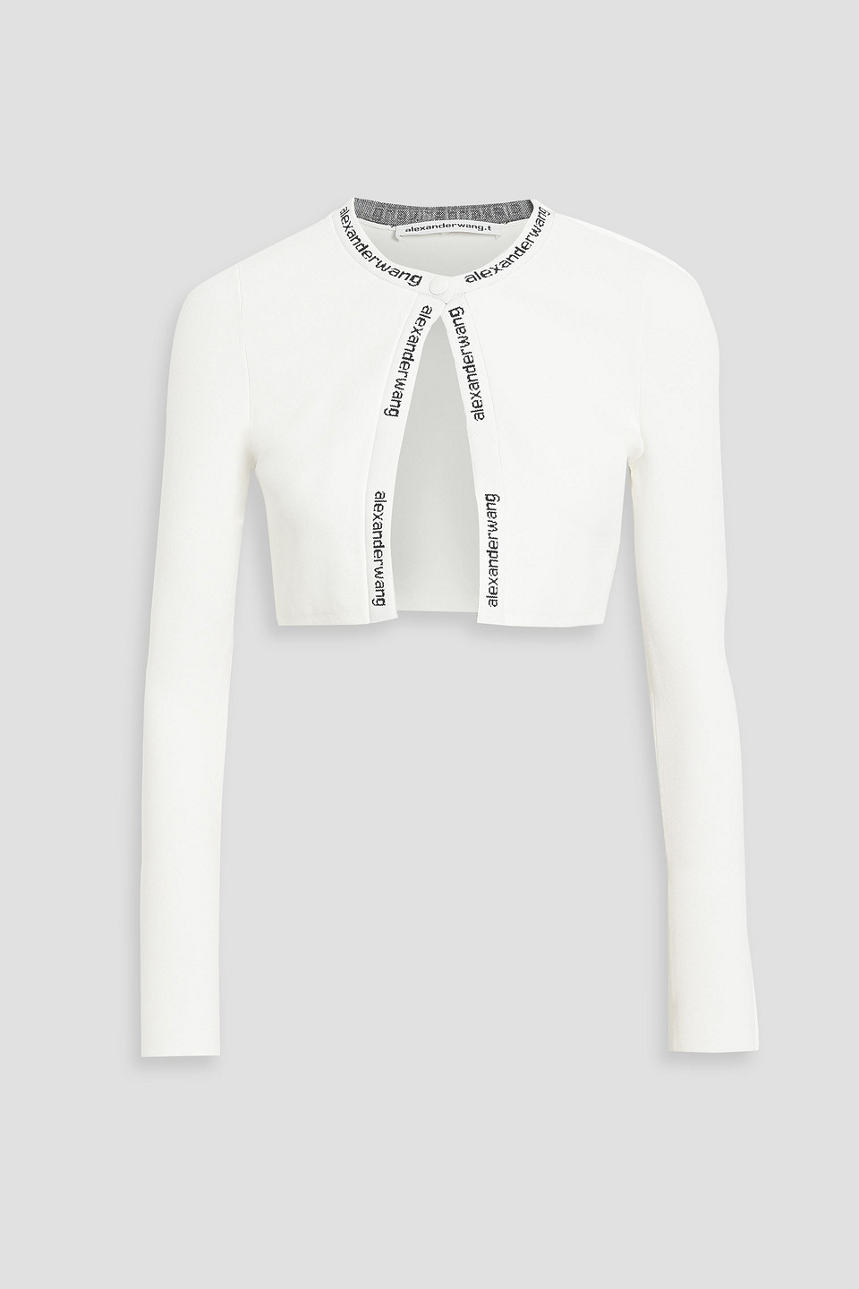 Alexander Wang T Cropped Stretch-knit Cardigan In Off-white