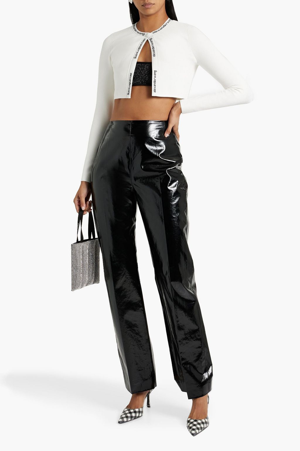 ALEXANDERWANG.T كارديغان قصير بحبكة من نسيج مطاط