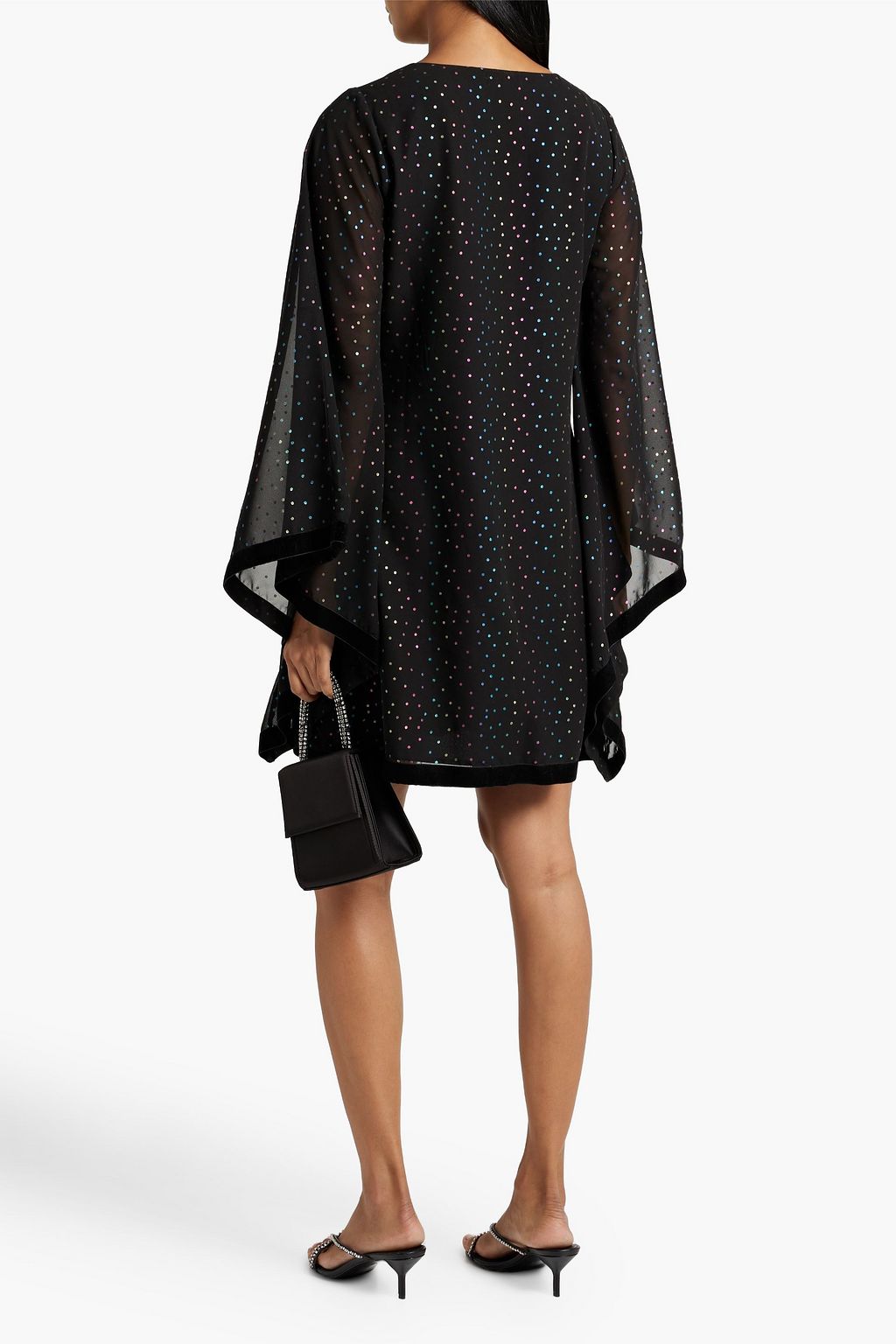 BATSHEVA Emily velvet-trimmed polka-dot chiffon mini dress