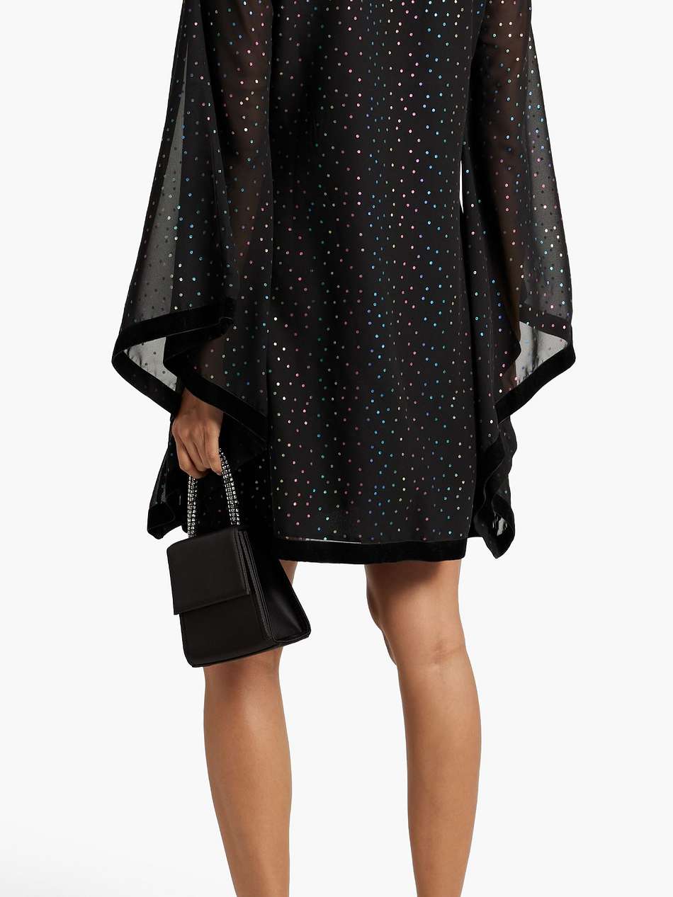 emily velvet-trimmed polka-dot chiffon mini dress