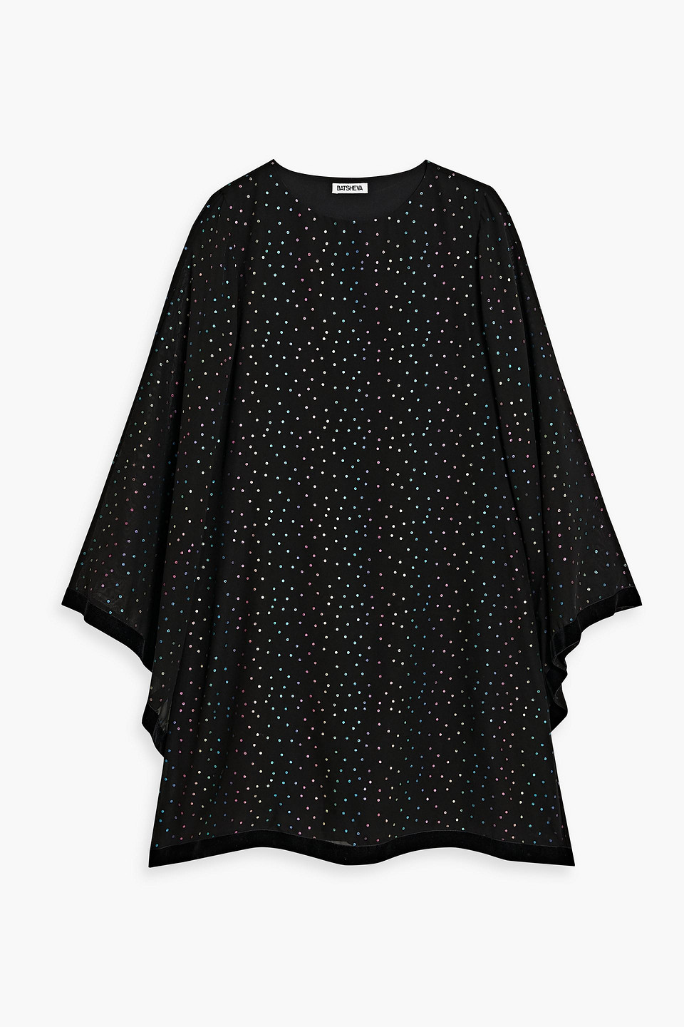 Batsheva Emily Velvet-trimmed Polka-dot Chiffon Mini Dress In Black