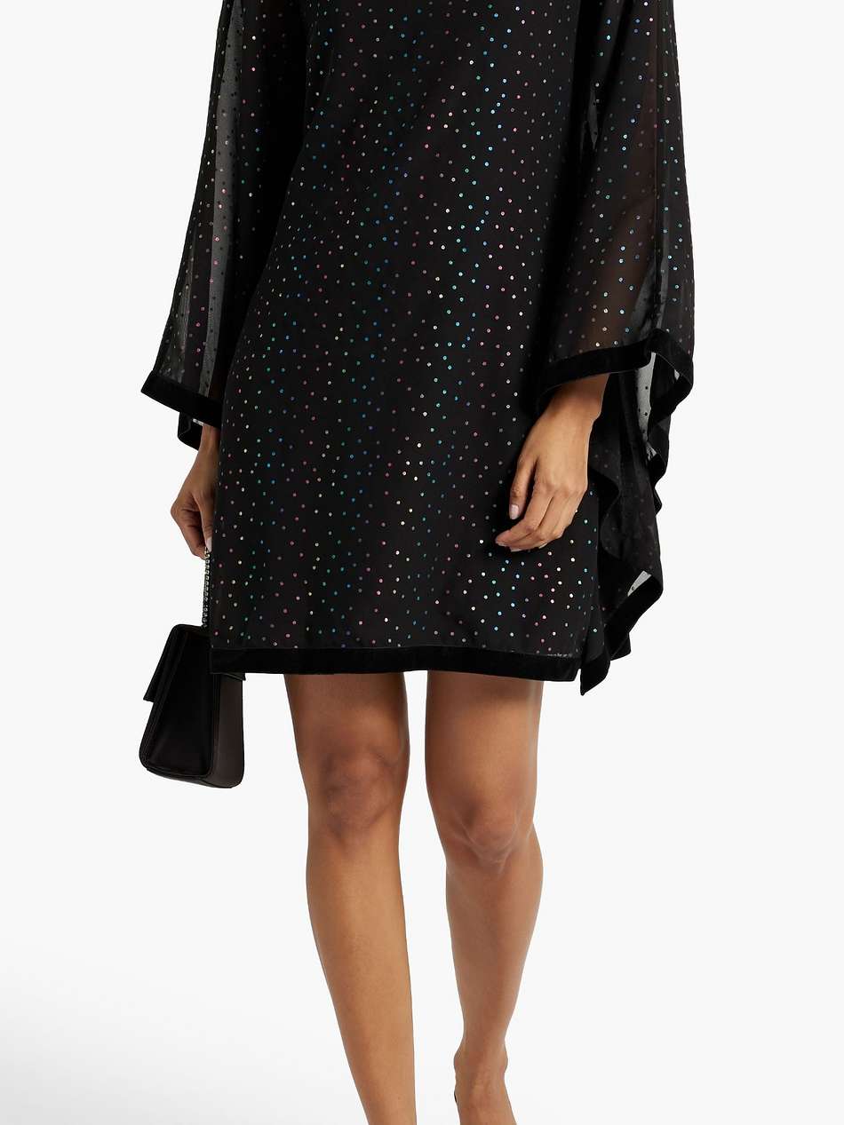 emily velvet-trimmed polka-dot chiffon mini dress