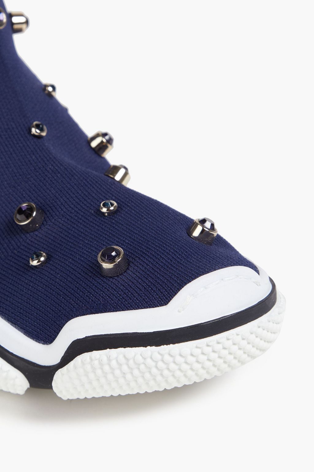 RED(V) Crystal-embellished stretch-knit high-top sneakers