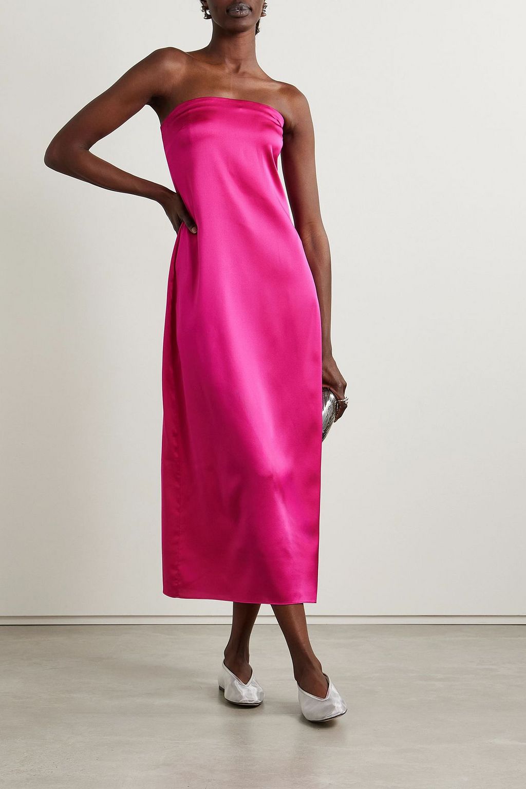 LA LIGNE Strapless silk-satin midi dress | THE OUTNET