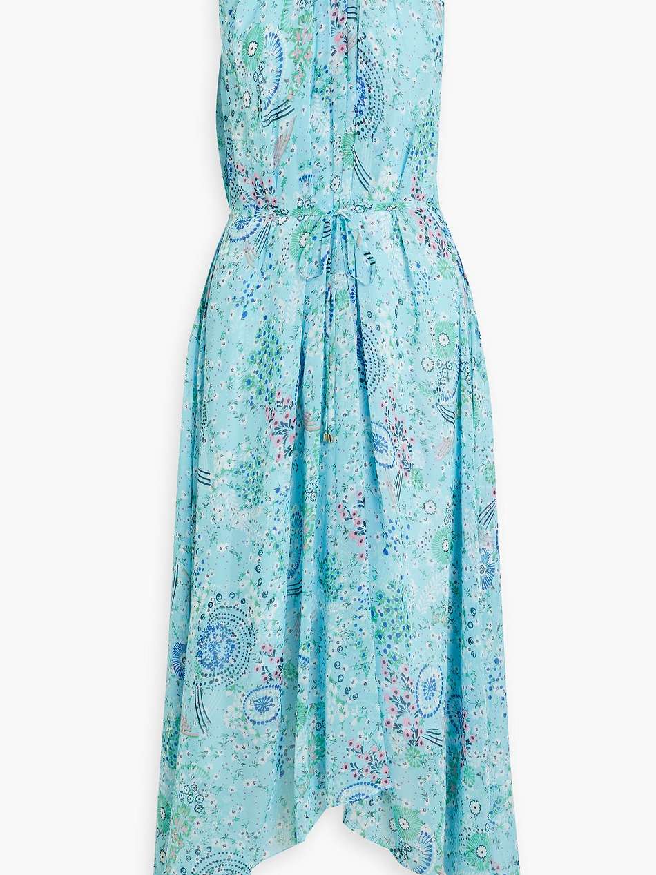 irina belted printed silk-georgette maxi dress