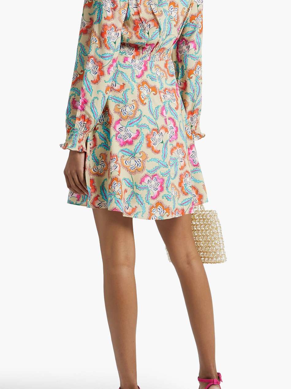 eve button-detailed printed crepe mini dress