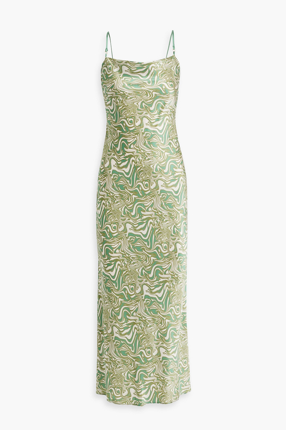 Bec & Bridge Alanis Printed Silk-satin Midi Dress In Leaf Green