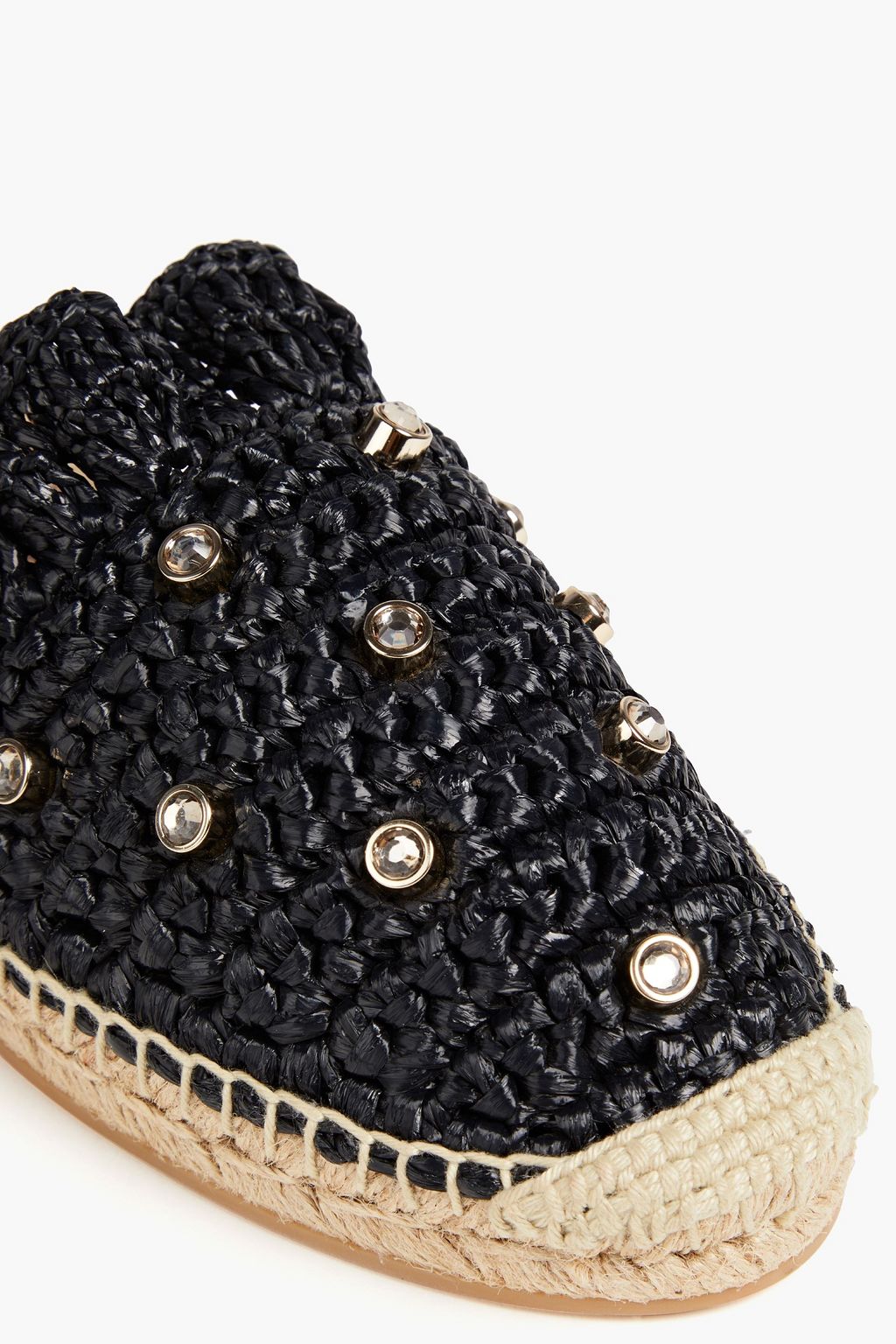 RED(V) Crystal-embellished faux raffia espadrilles