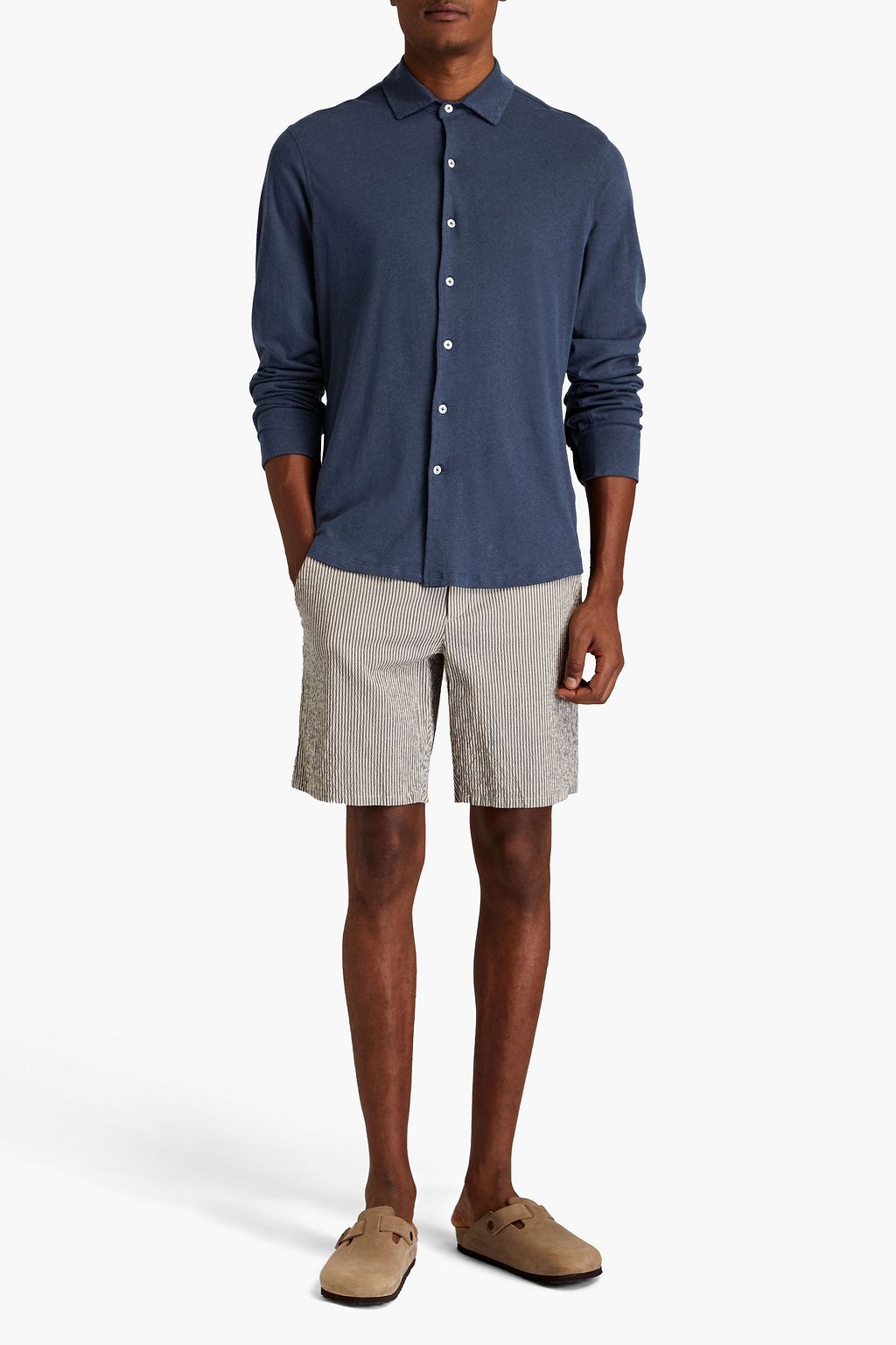 FRESCOBOL CARIOCA Cotton and linen-blend jersey shirt