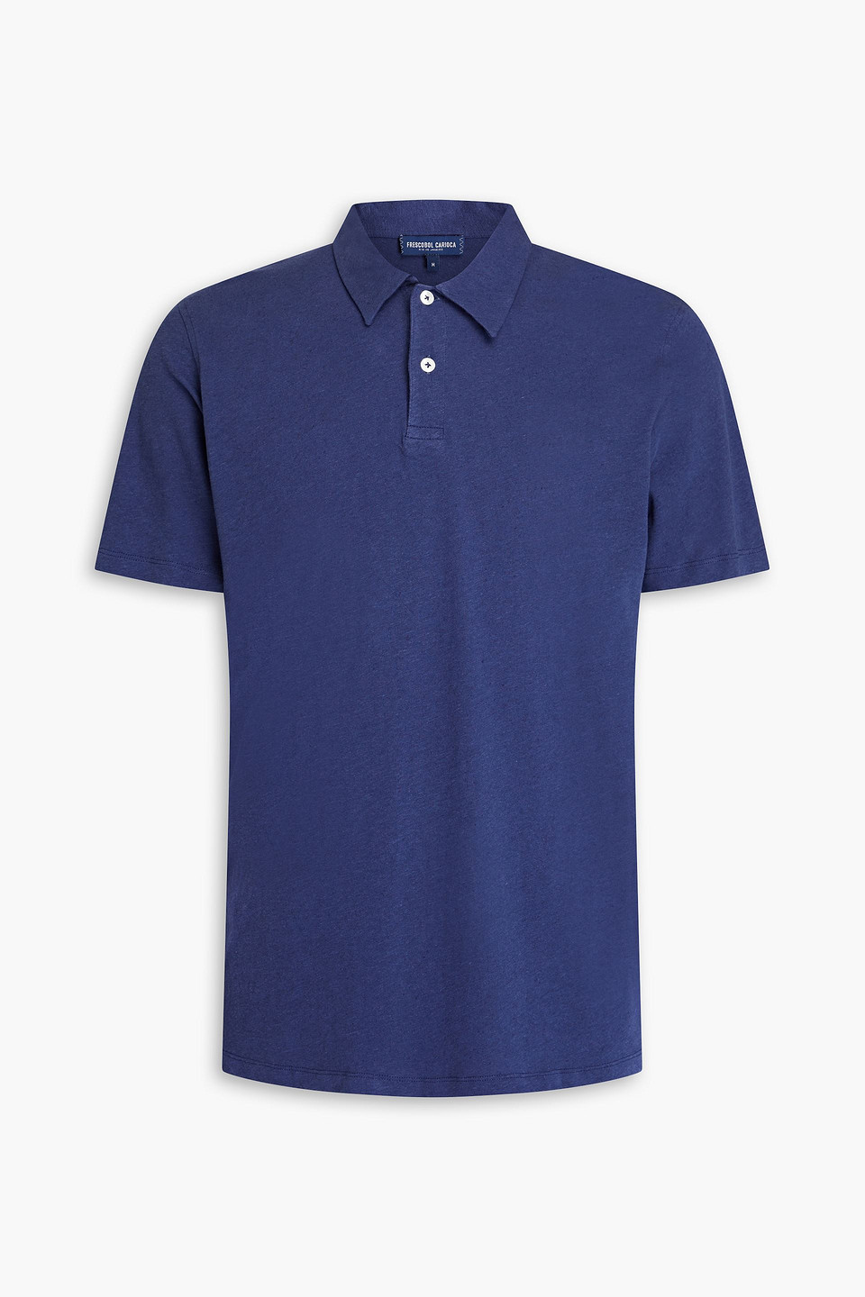 Cotton and linen-blend jersey polo shirt