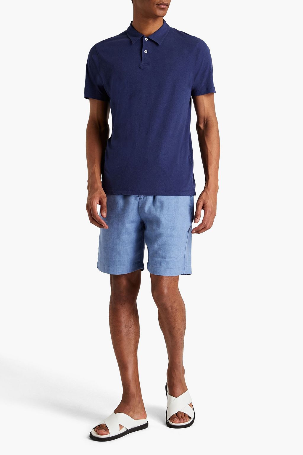 FRESCOBOL CARIOCA Constantino cotton and linen-blend jersey polo shirt