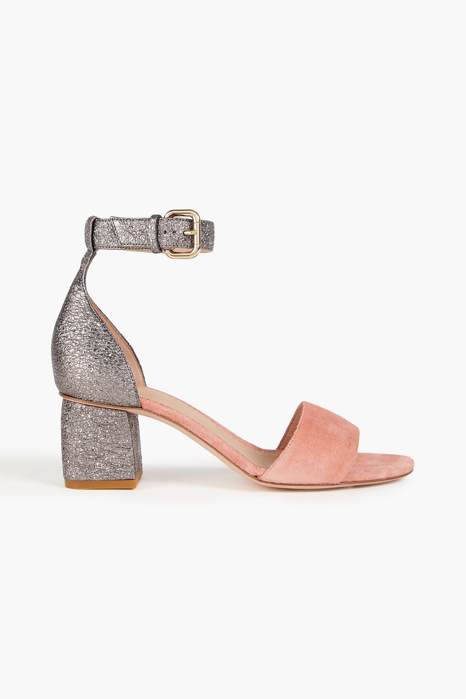 Redv Sandalen Aus Strukturiertem Leder Und Veloursleder In Metallic-optik