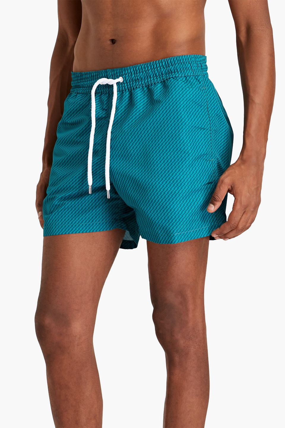 Shop Frescobol Carioca Short-length Printed Swim Shorts In Teal