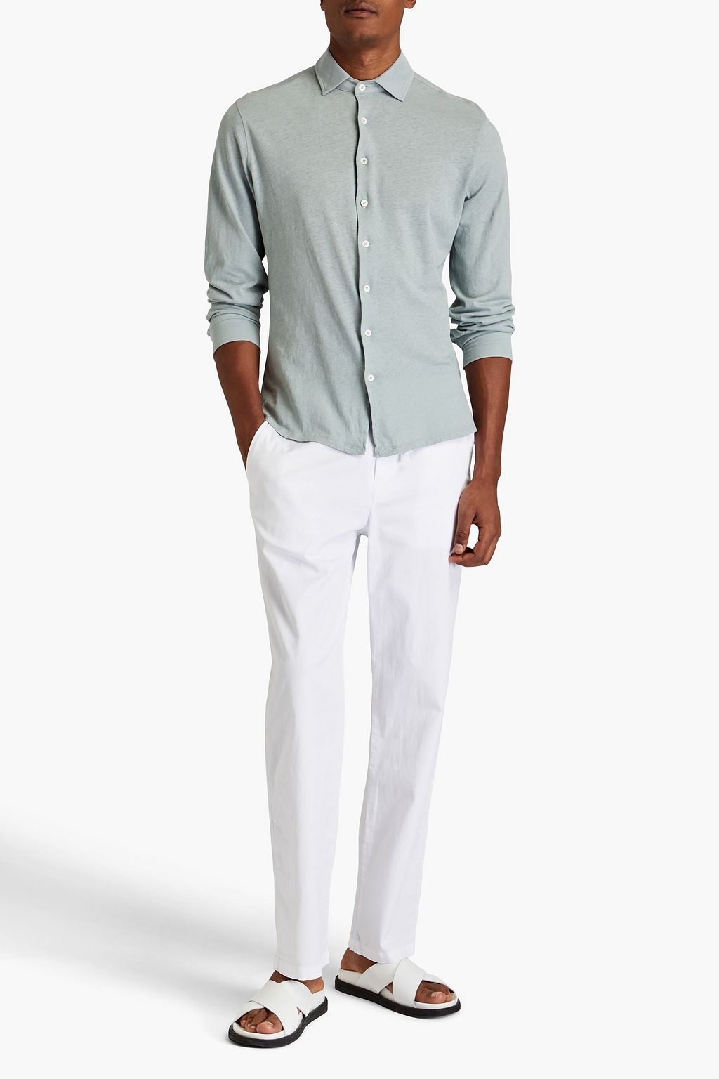 FRESCOBOL CARIOCA Cotton and linen-blend jersey shirt