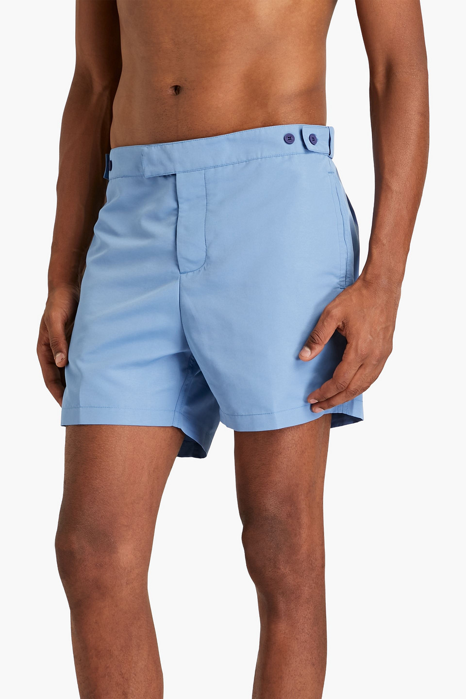 Shop Frescobol Carioca Mid-length Swim Shorts In Light Blue