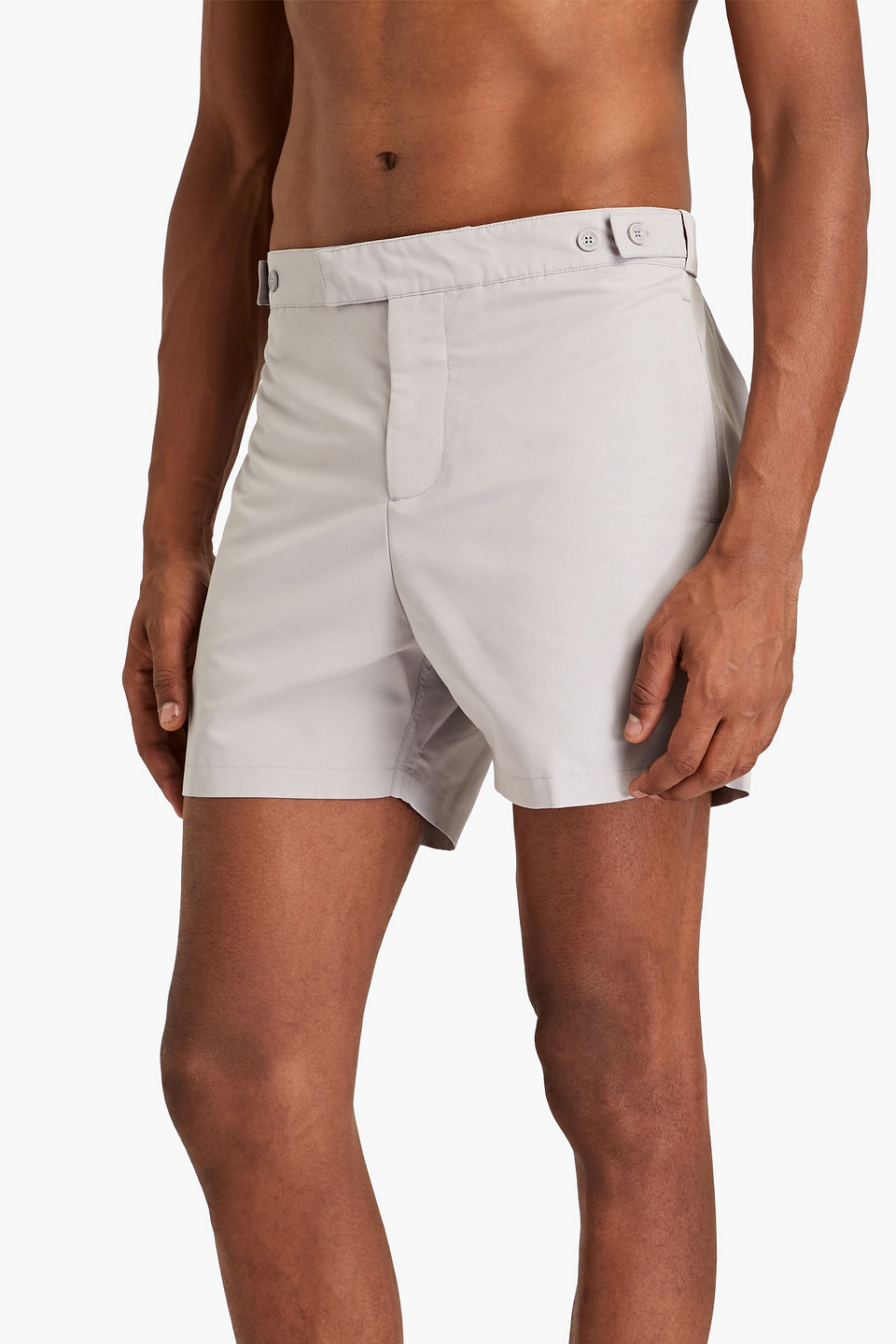 Shop Frescobol Carioca Mid-length Swim Shorts In Stone