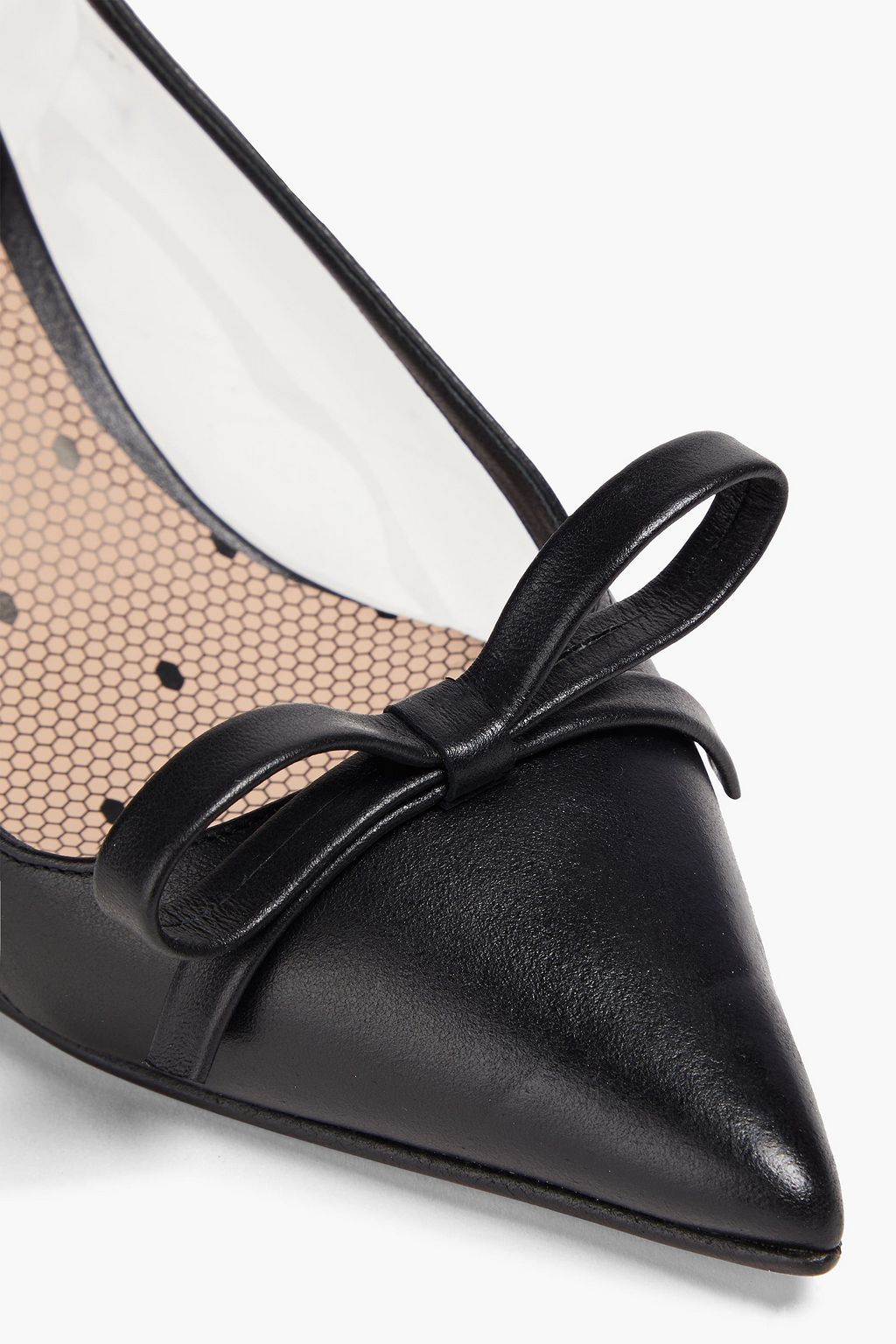 RED(V) Bow-detailed leather and PVC pumps