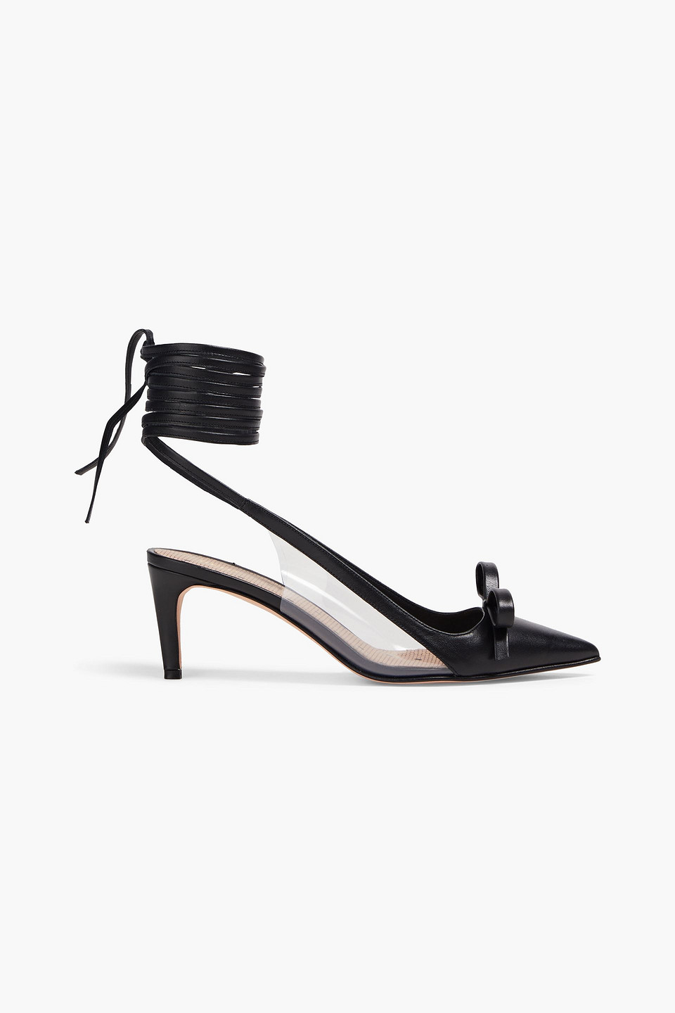 Redv Bow-detailed Leather And Pvc Pumps In Black