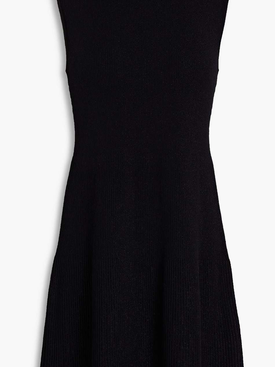 cutout metallic ribbed-knit mini dress