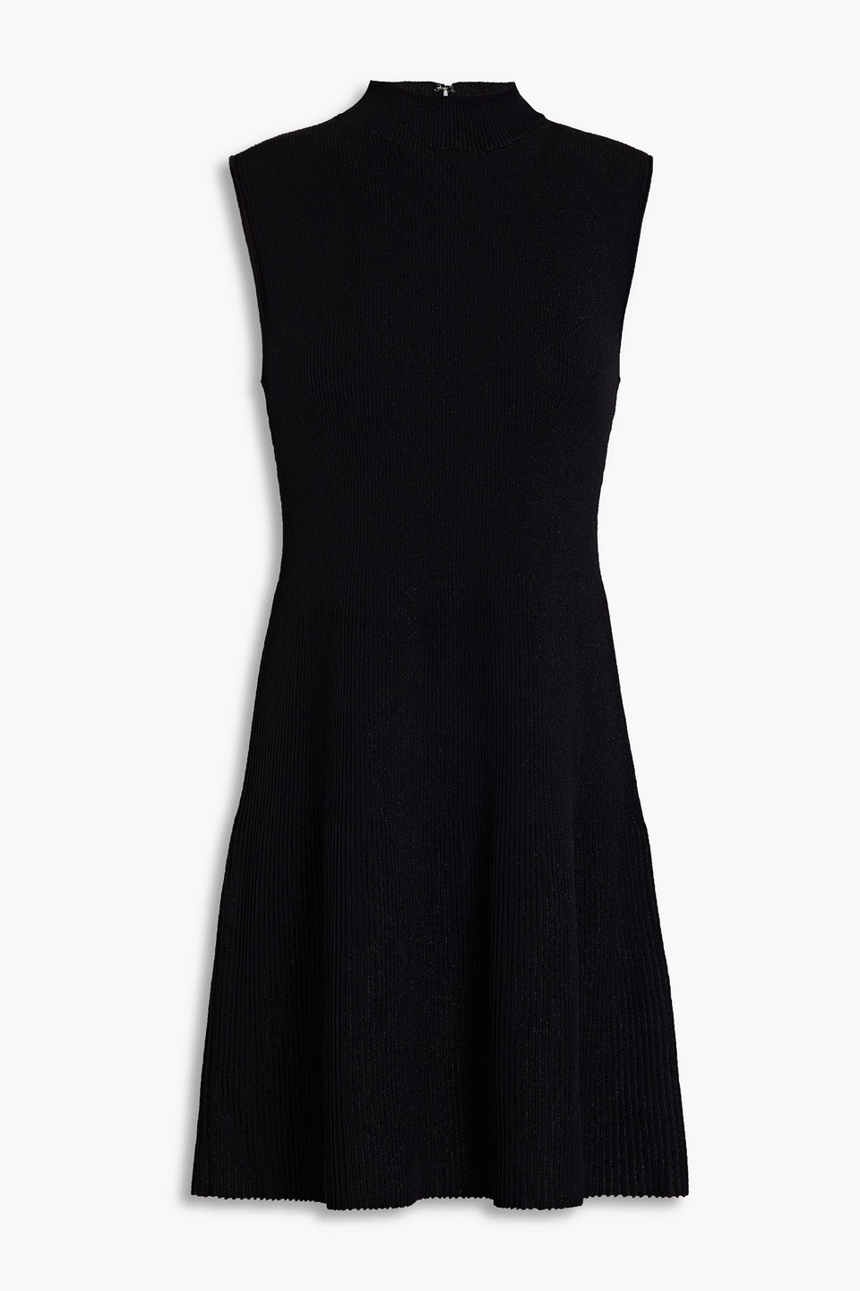 Cutout metallic ribbed-knit mini dress