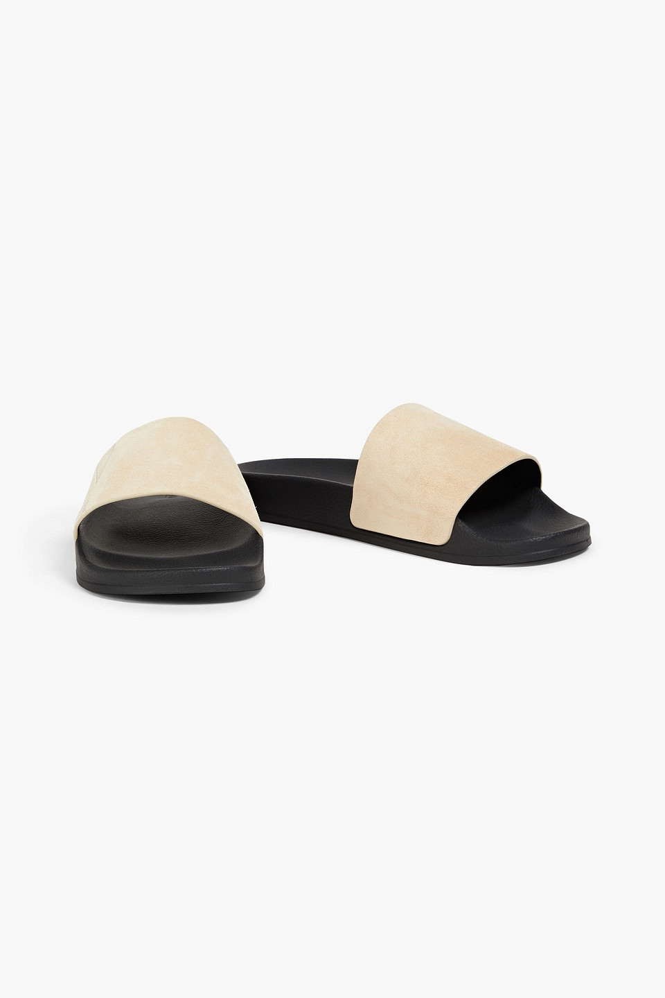 Shop Frescobol Carioca Suede Slides In Sand