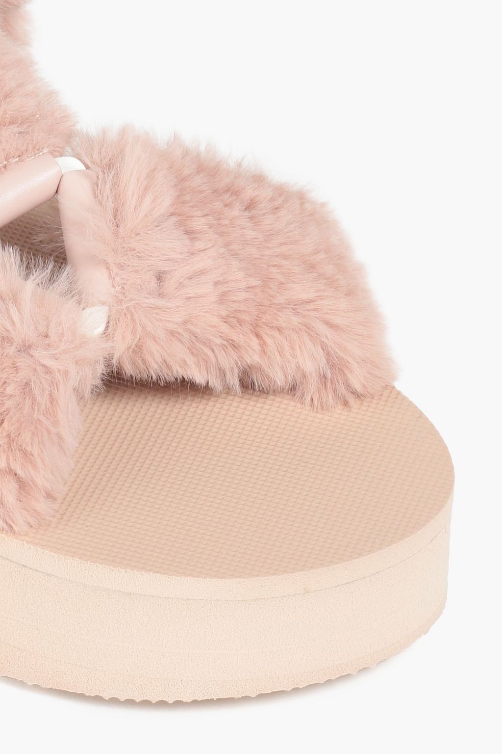 RED(V) Faux fur platform sandals