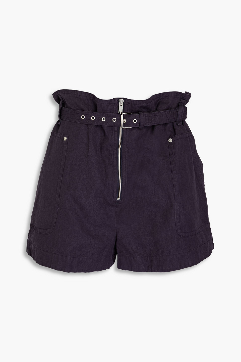 Isabel Marant Étoile Parana Belted Cotton And Linen-blend Shorts In Navy