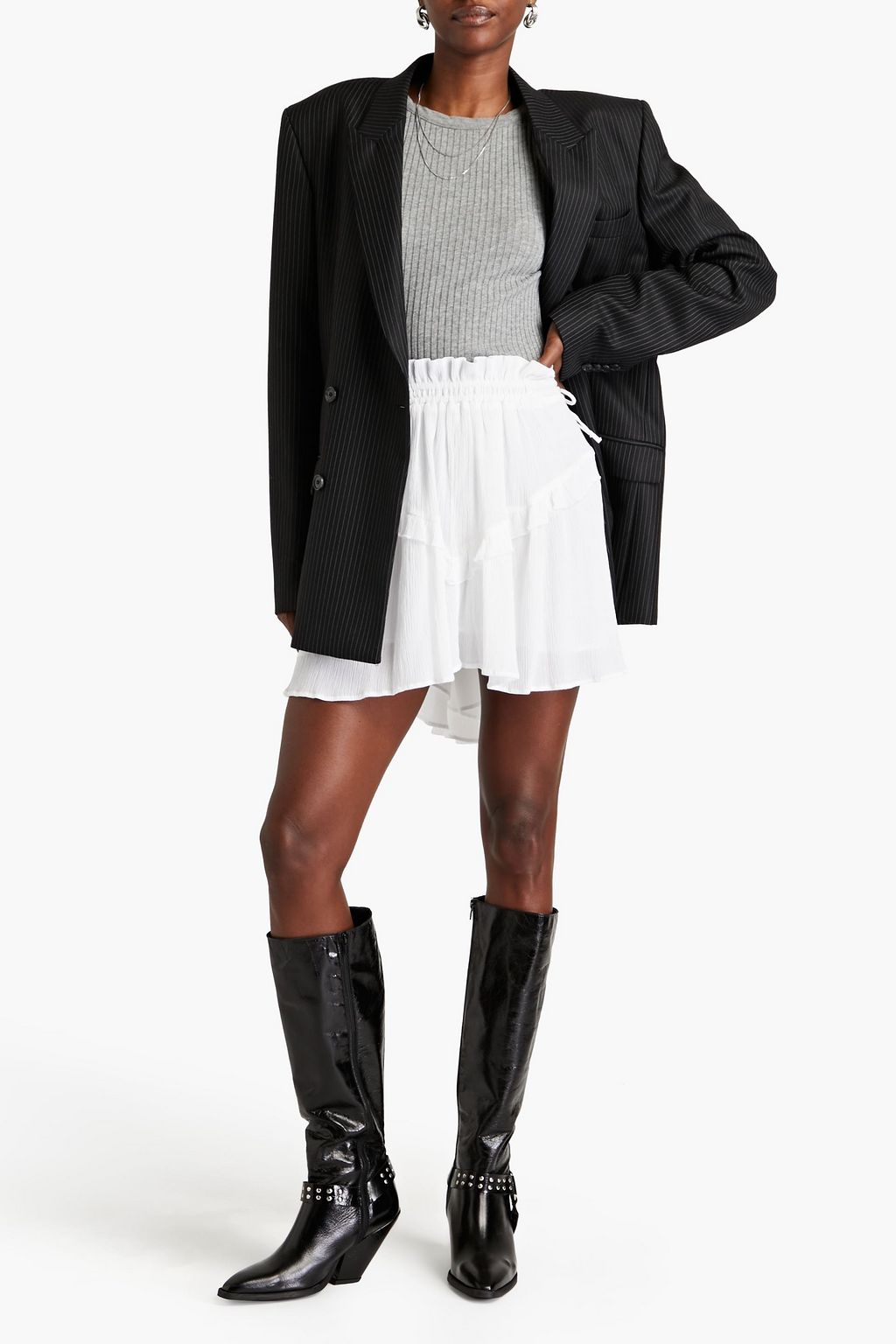 MARANT ÉTOILE Itelo ruffled cotton-blend crepon mini skirt