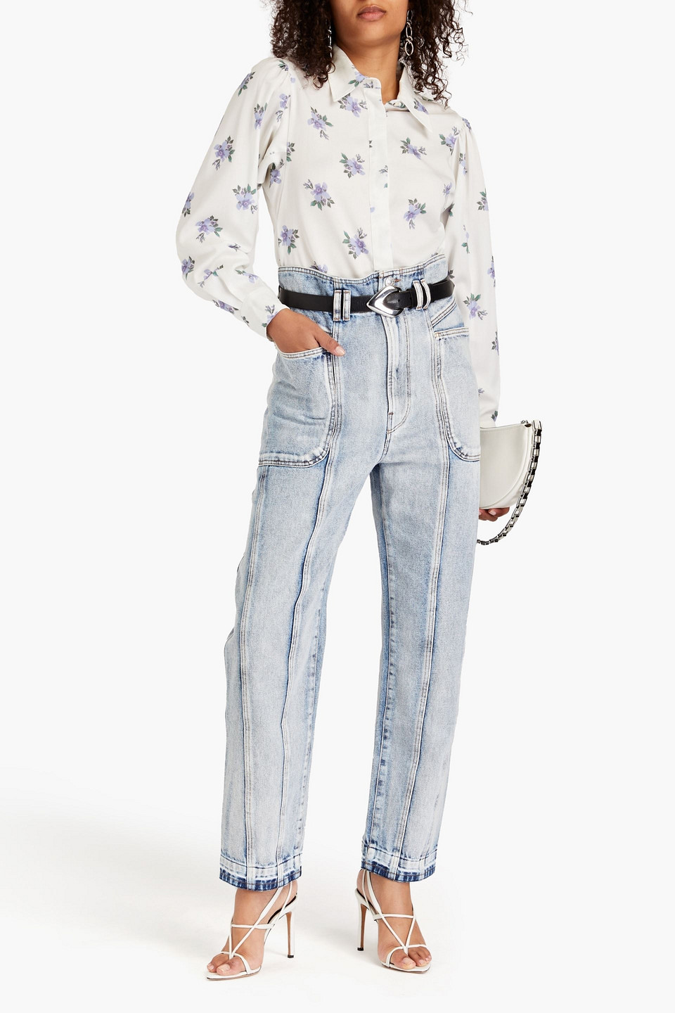 Isabel Marant Étoile Paneled High-rise Boyfriend Jeans In Light Denim