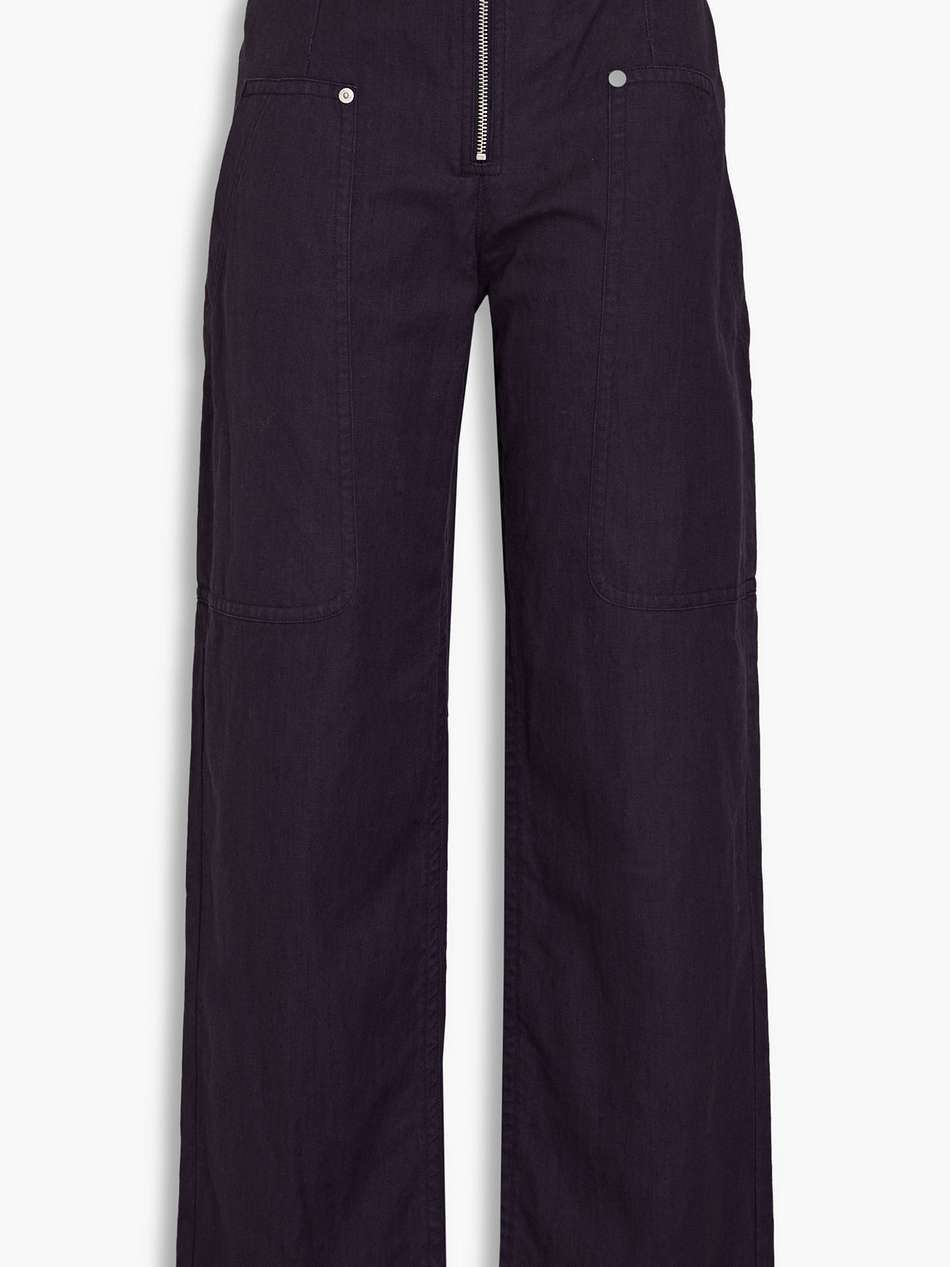 paggy cotton and linen-blend canvas straight-leg pants