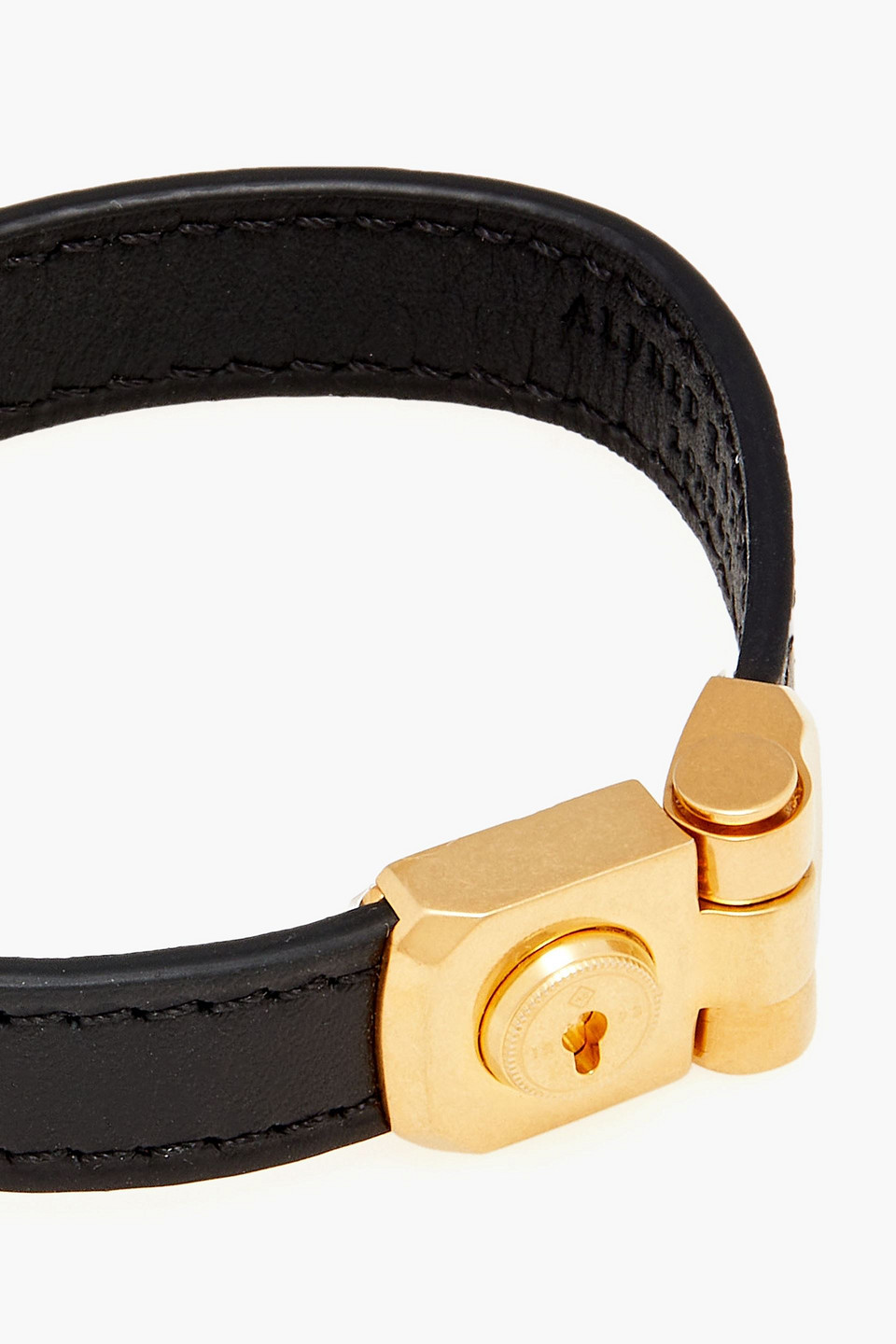 Shop Dunhill Leather And Gold-tone Bracelet In Black