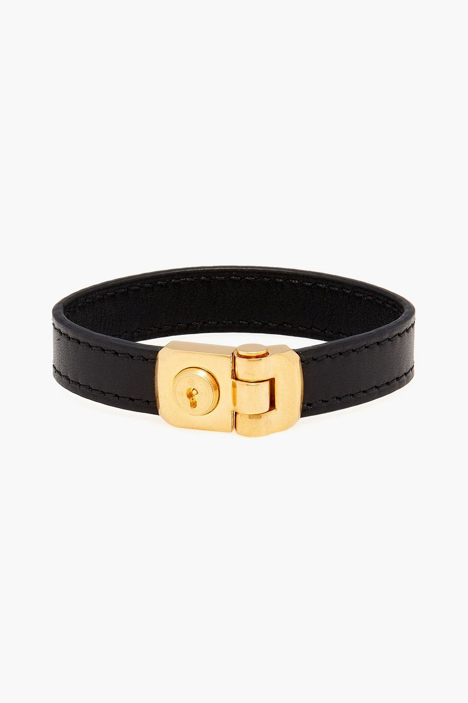 Leather and gold-tone bracelet