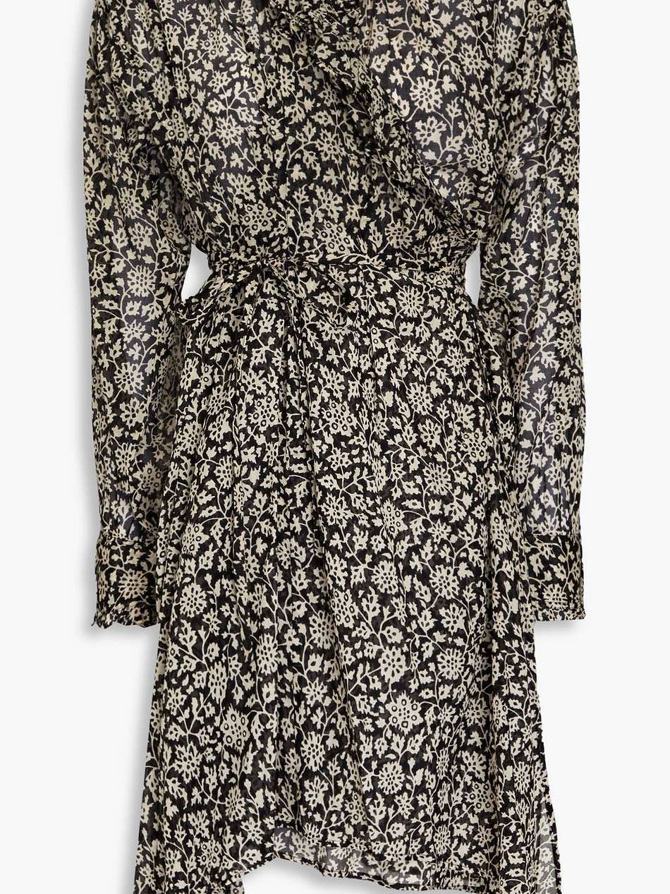 pamela ruffled floral-print cotton-voile wrap dress