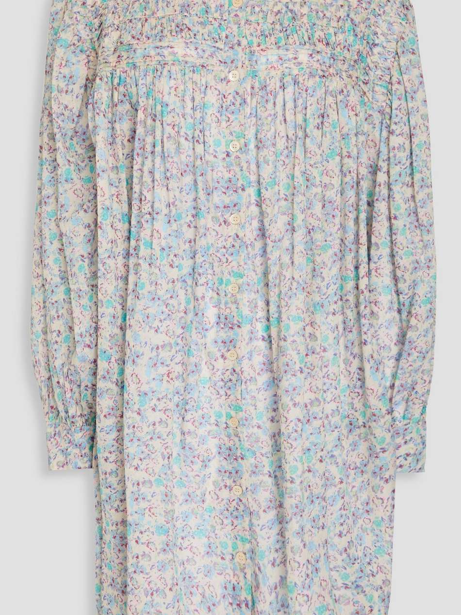 pintucked floral-print cotton-mousseline shirt dress