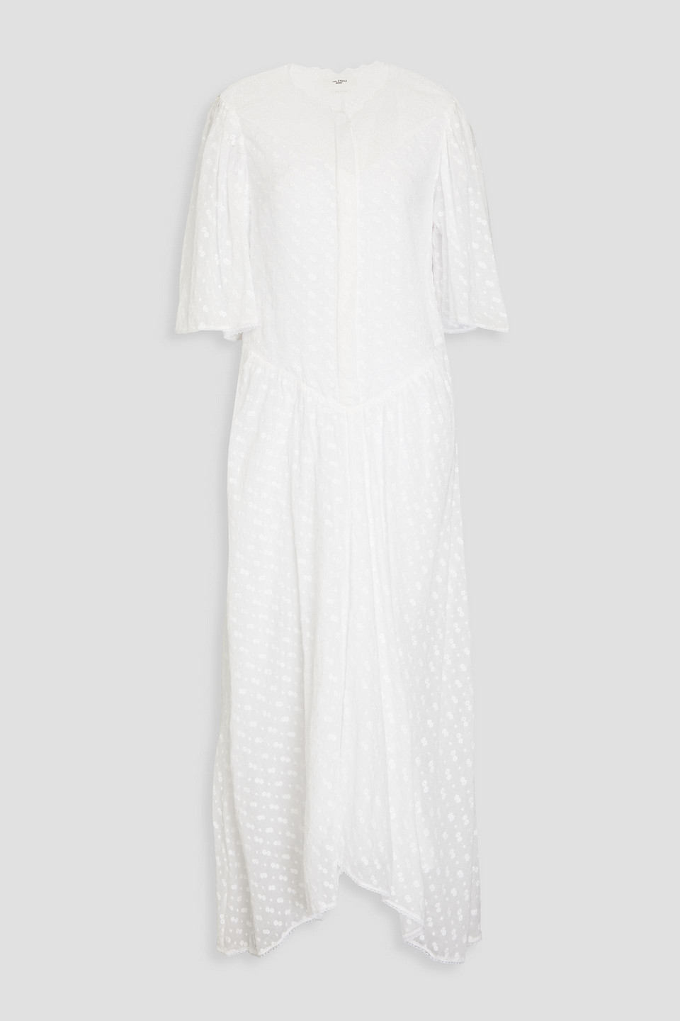 Marant Étoile - Lace-trimmed broderie anglaise cotton midi dress - White