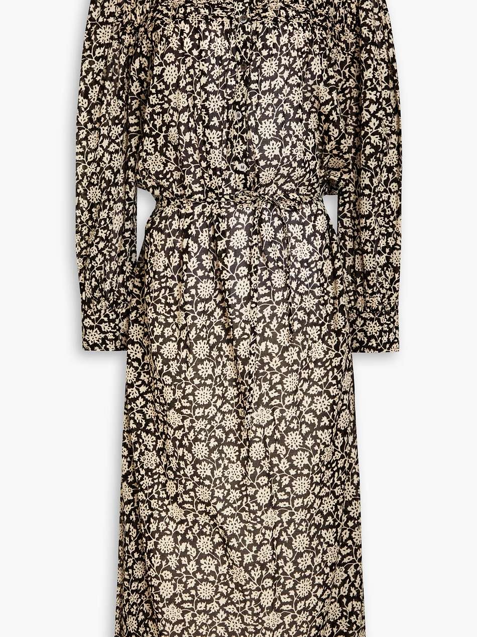 paerkins floral-print cotton-mousseline midi dress