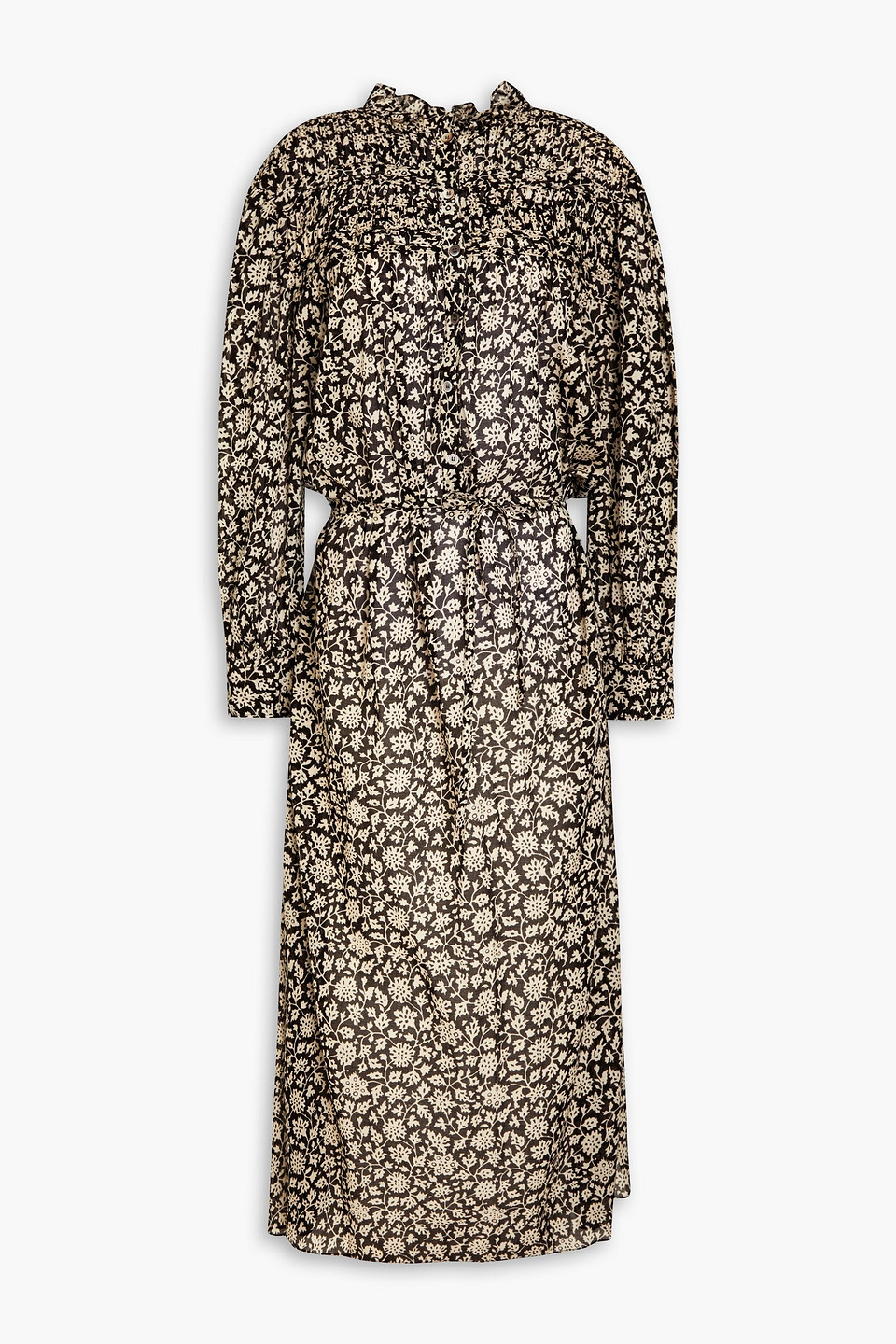 Marant Etoile Paerkins Floral-print Cotton-mousseline Midi Dress In Black