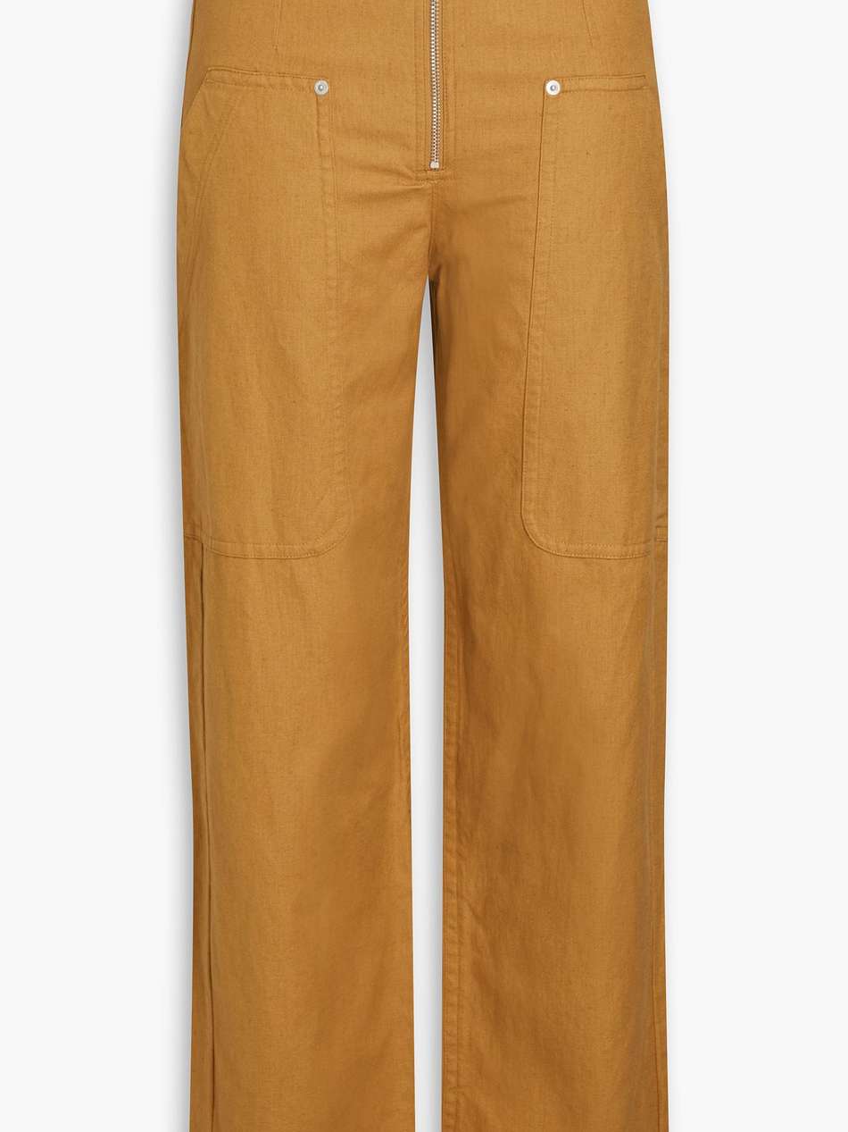 paggy cotton and linen-blend canvas straight-leg pants